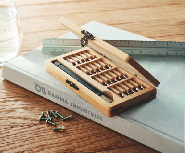 Bamtool precision set, 24-piece, bamboo case