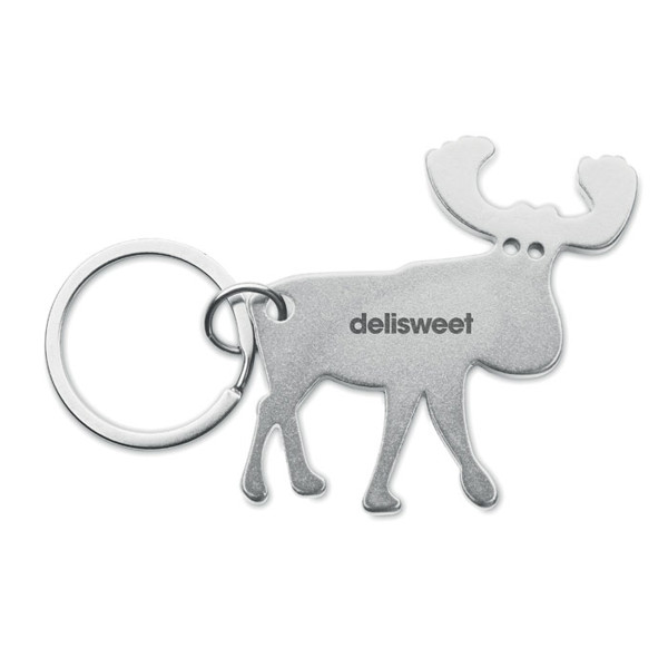 Recycled aluminium key ring Bottle Popper - Matt Silver