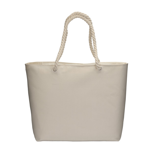 Cotton Beach Bag 220 G/M2 With Zipper, Rope Handles And Gusset At Base