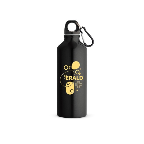 RE-LANDSCAPE M. Recyklovaná hliníková fľaša (100% rAL) s karabínkou 530 ml - Čierna