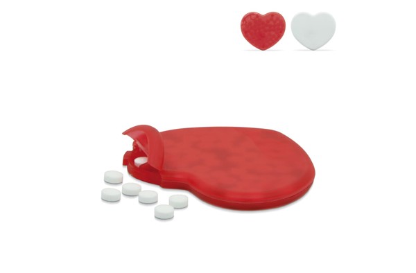 Heart shape mint dispenser, 7g sugarfree mints - White