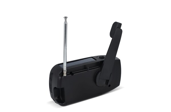 SafeSound Emergency Radio with Solar and Manual Winding - Black