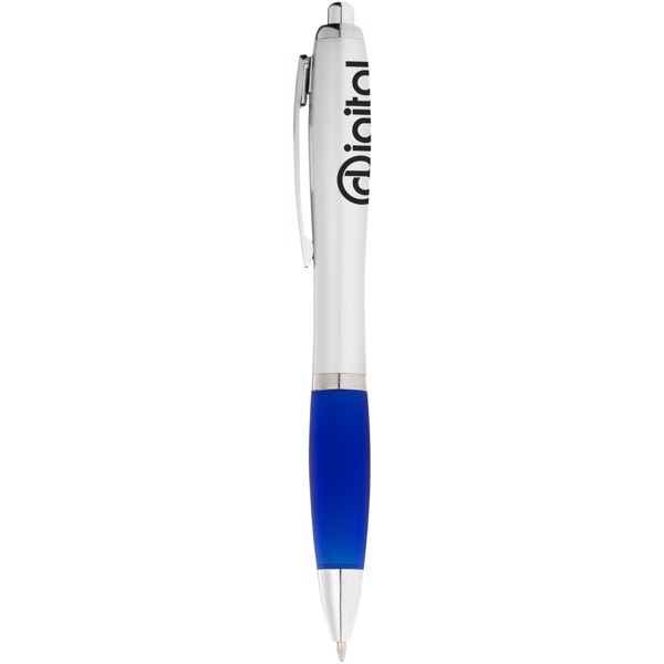 Nash ballpoint pen with silver barrel and coloured grip - Silver / Royal Blue