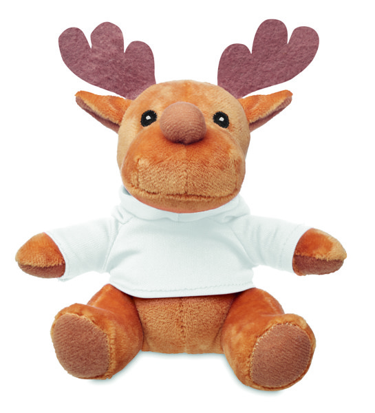 Rensdyrsbamse med hoodie Rudolph - Hvid