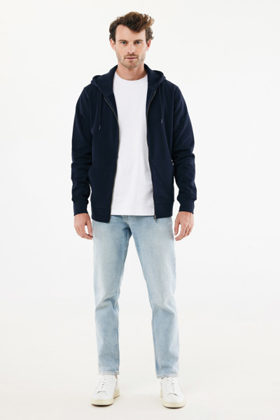 Mikina na zip s kapucí IQONIQ Abisko z recykl. bavlny - Námořní Modř / 5XL