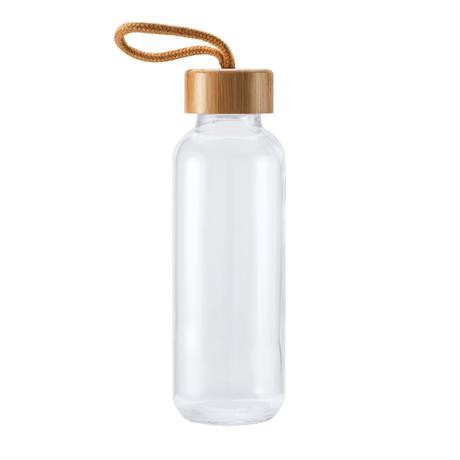 Personalised glass water bottle 450 ml with bamboo anti-leak lid