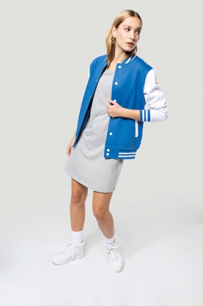 Unisex Teddy Fleece Jacket - Light Royal Blue / White / XS