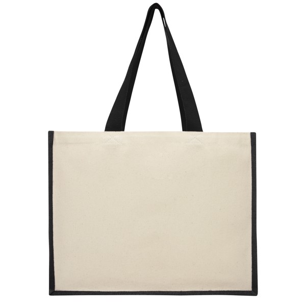 Varai 320 g/m² canvas and jute shopping tote bag 23L - Solid Black