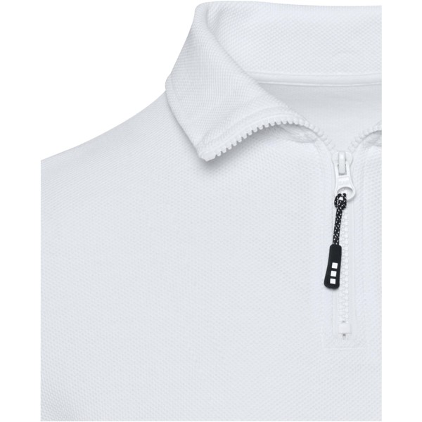 Polo unisex de manga larga y media cremallera "Zeus" - Blanco / XS