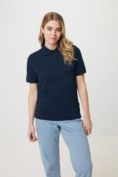 Polo en coton piqué et recyclé Iqoniq Yosemite - Bleu Marine / L