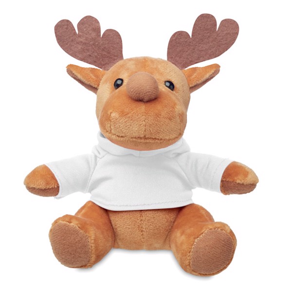 Plüsch-Rentier mit Hoody Rudolph - Weiß
