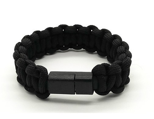 USB rechargeable paracord bracelet UC064 - BLACK