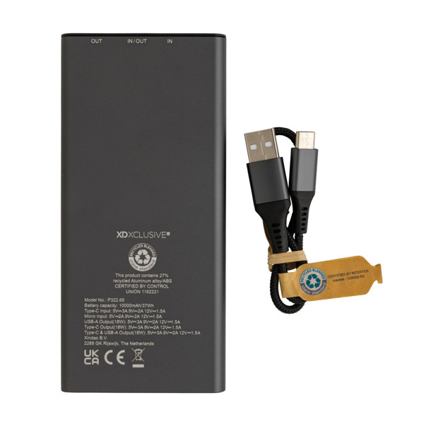 Terra RCS recycled 18W aluminium powerbank 10.000 mAh