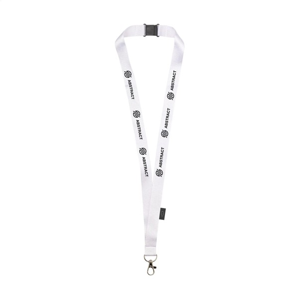 Lanyard Safety GRS RPET 2 cm tour de cou - Blanc