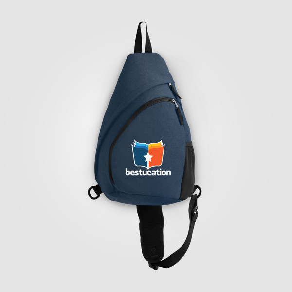 Sac bandoulière Helsinki, nylon rPET, sangle réglable - 15 L - Bleu marine / Transfert de chaleur