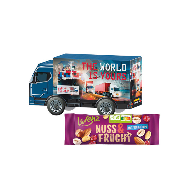 3D present truck, Lorenz nut & fruit | 1 bag Lorenz Nut & Fruit mix, 40 g