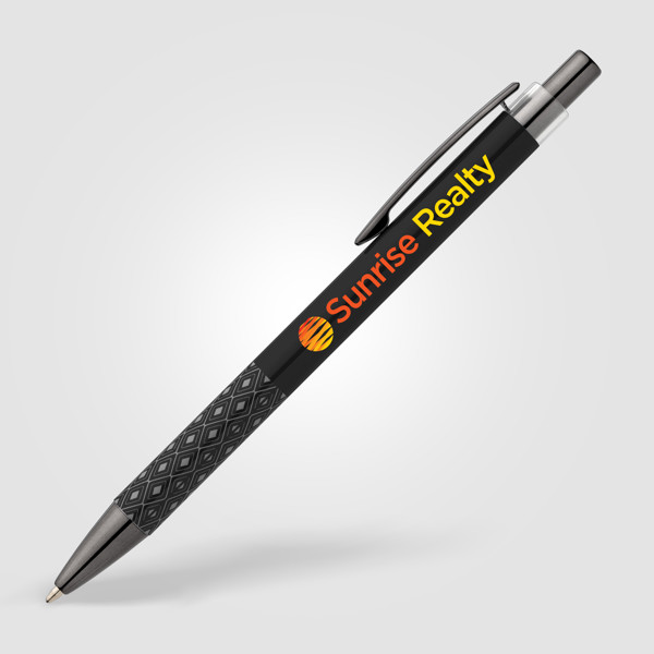 Norin Recycled Aluminium Printed Grip Pen - Black / 4 Colour inkjet