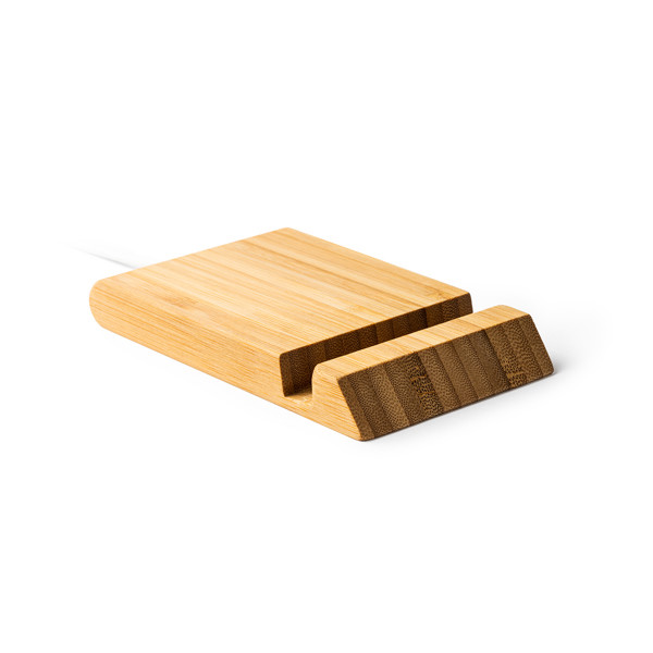 Custom wireless bamboo charger 5W with phone and tablet stand