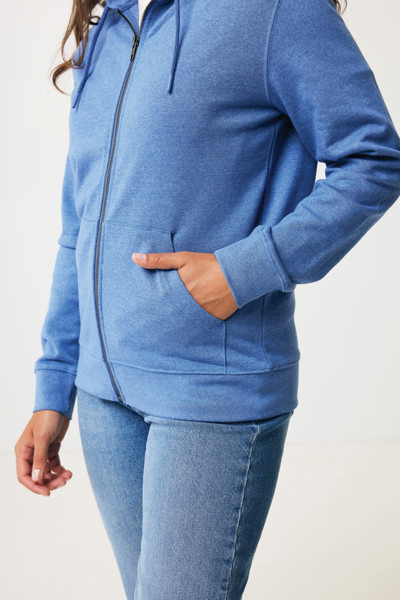 Mikina na zips s kapucňou Iqoniq Abisko z recykl. bavlny - Heather Blue / XXXL