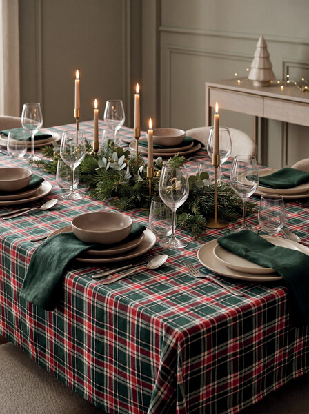 Chequer cotton tablecloth set Santable