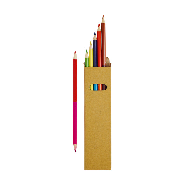 Lápis De Cor Em Madeira, Bicolor, 12 Cores - Reciclado