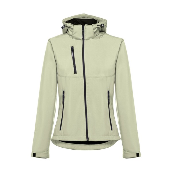 THC ZAGREB WOMEN. Women's softshell jacket with detachable hood and rounded back hem - Pastel Green / M