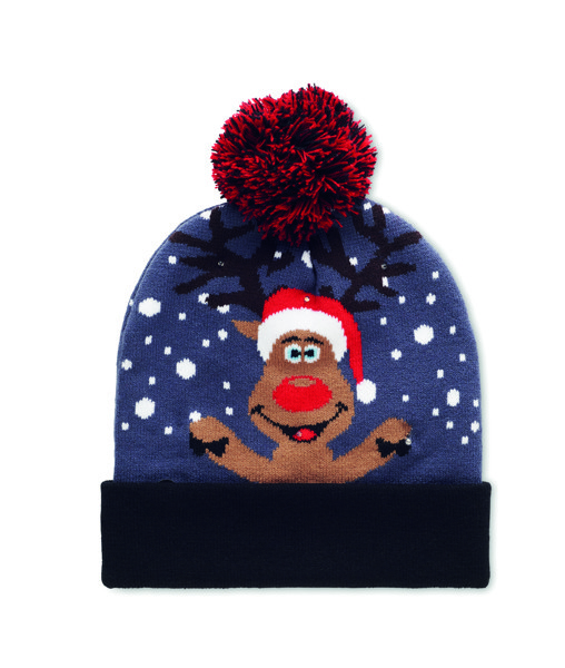 Gorro de Natal em malha LED Shimas Light - Azul