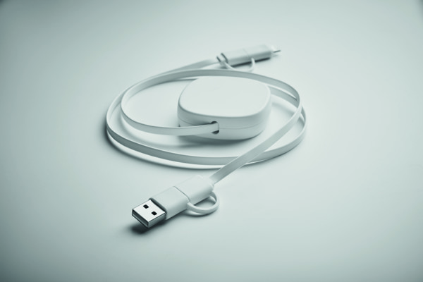 60W retractable charging cable Linea - White
