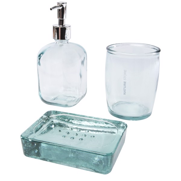 Jabony 3-piece recycled glass bathroom set