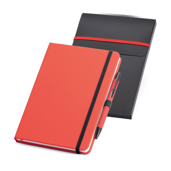 SHAW. Coffret stylo à bille et bloc-notes A5 - Rouge