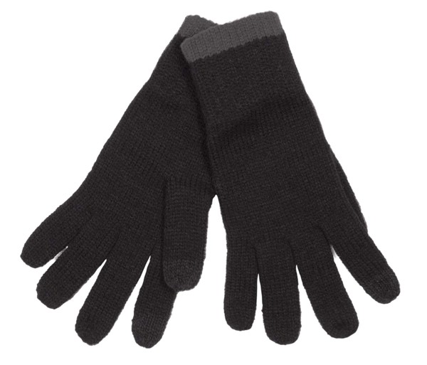 Touch Screen Knitted Gloves - Black / Dark Grey / S/M