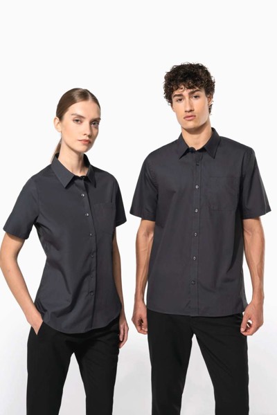 Ladies' Short-Sleeved Cotton Poplin Shirt - White / 2XL