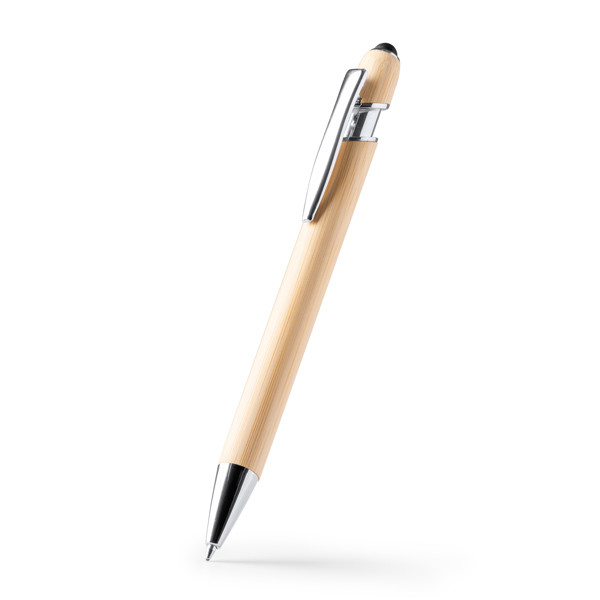 Personalised bamboo ballpoint pen with stylus tip