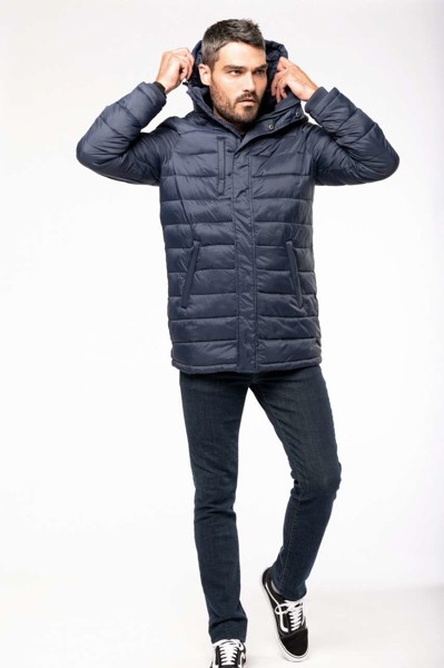 Men's Lightweight Hooded Padded Parka - Black / S