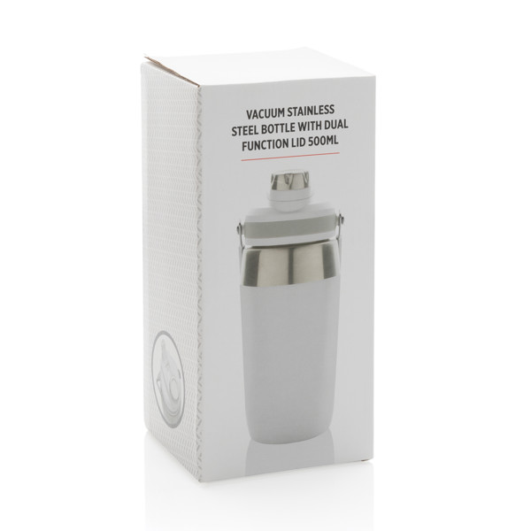 Xd Collection bottle, dual lid, 500ml, vacuum insulated - White