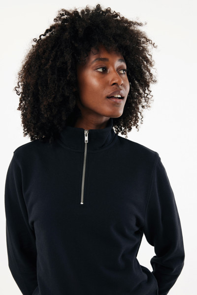 IQONIQ Elgon recycled cotton quarter zip sweater - Black / 4XL