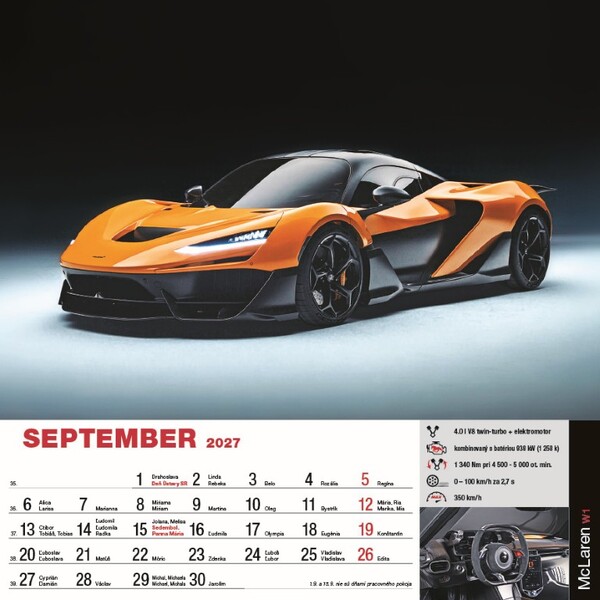 Nástenný Kalendár Sports Cars 2027