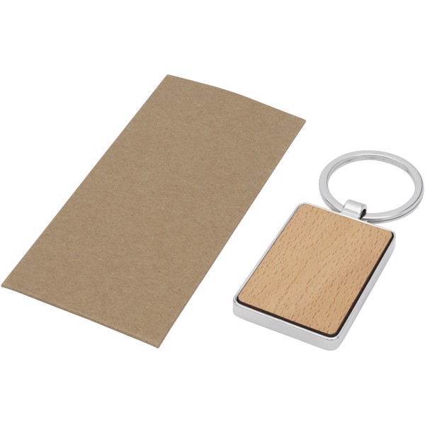 Mauro beech wood rectangular keychain