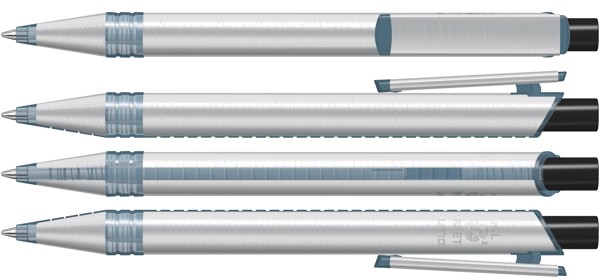 RECYKLOVANÉ PET PEN ALUMA transparent guľôčkové pero - Čierna