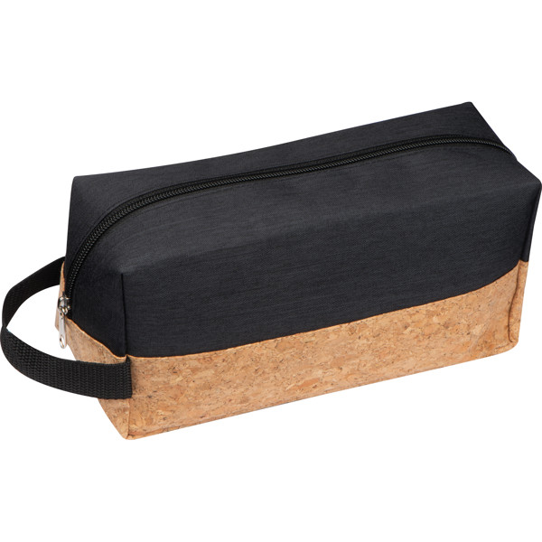 Cosmetic bag with cork bottom KLEMENTYNA - Black
