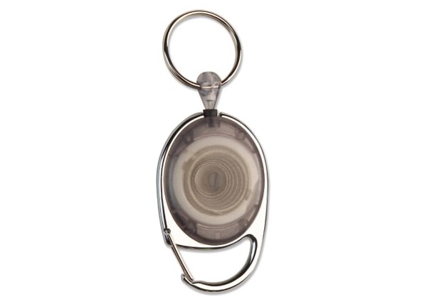 Card holder with retractable 600mm cord, ABS - Frosted Grey