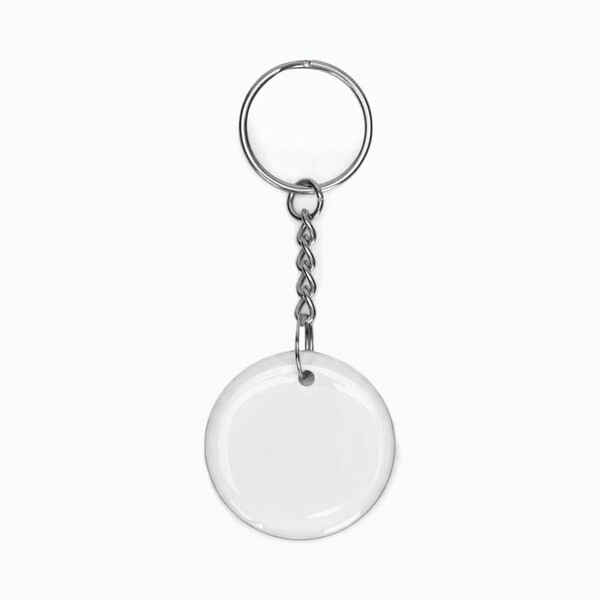 Round Pre-programmed NFC keyring with doming - K1 ring / Individual polybag / Read-only