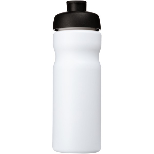 Garrafa desportiva com tampa de abrir e fechar de 650 ml "Baseline® Plus" - Branco / Preto Liso