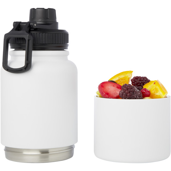 Garrafa desportiva de 840 ml isolada em aço inoxidável com certificação RCS "Dupeca" - Branco