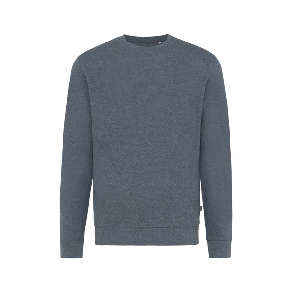 Pull à col rond en coton recyclé non teinté Iqoniq Denali - Heather Navy / XXL