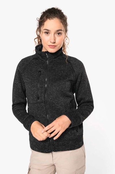 Ladies' Full Zip Heather Jacket - Dark Khaki Melange / L