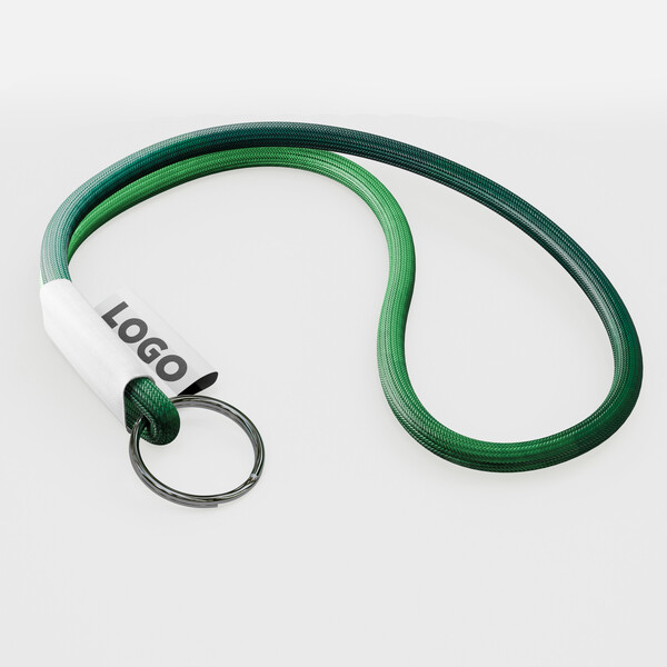 Polyester sublimation cord lanyard with a full colour label - 8mm diameter / Ring hook