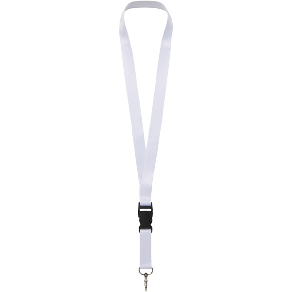 Bucks Sublimation Lanyard mit Schnappverschluss aus recyceltem PET Kunststoff - schwarz / weiss / 20mm