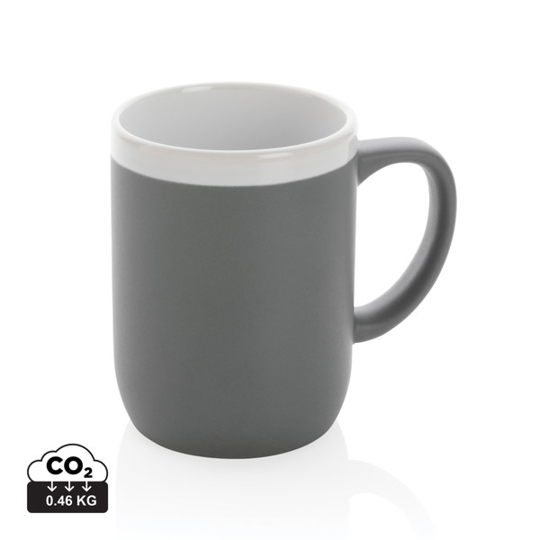 Keramička šalica s bijelim rubom 300 ml - Siva / Bijela