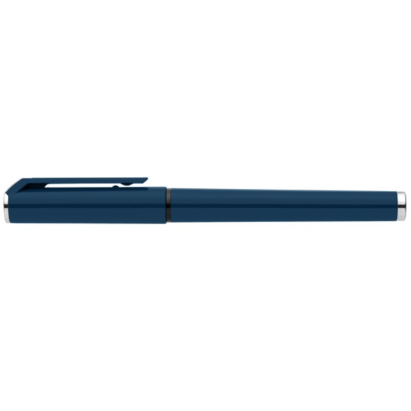Stylo gel monochrome Islander en plastique recyclé - Bleu marine / Jet d’encre 4 couleurs